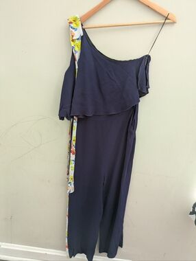 MSMG Blue One Shoulder Jumpsuit Size 44